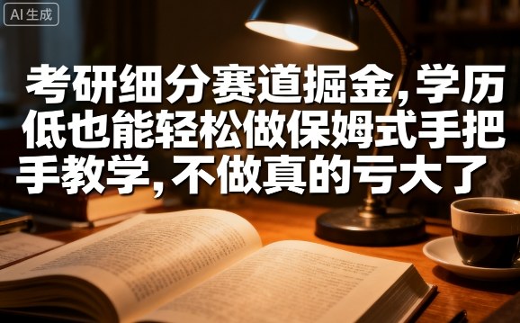 考研细分赛道掘金，日入1k+，学历低也能轻松做保姆式手把手教学，不做真的亏大了【揭秘】-yingqiuwz