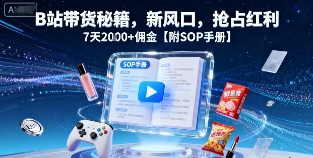 B站带货秘籍，新风口，抢占红利，7天2k+佣金【附SOP手册】-yingqiuwz