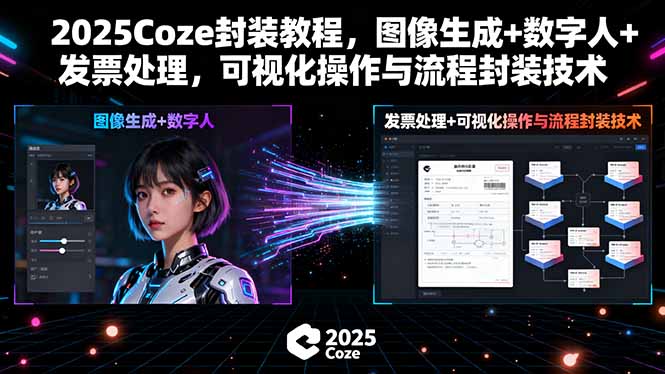 2025Coze封装教程，图像生成+数字人+发票处理，可视化操作与流程封装技术-yingqiuwz