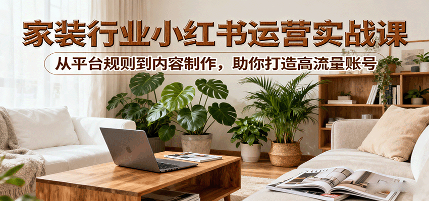 小红书家装行业运营实战课：从平台规则到内容制作，助你打造高流量账号-yingqiuwz