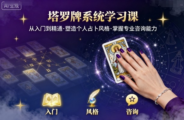 塔罗牌系统学习课，助你从入门到精通，塑造个人占卜风格，掌握专业咨询能力-yingqiuwz