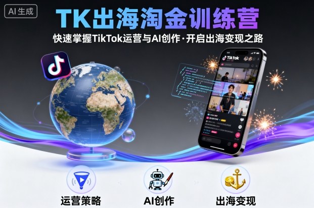 TK出海淘金训练营，助你快速掌握TikTok运营与AI创作，开启出海变现之路-yingqiuwz