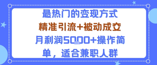 小众赛道玩法：当下最热门的变现方式，精准引流+被动成交月利润5k+操作简单，适合兼职人群-yingqiuwz