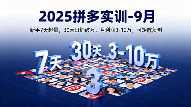 2025拼多多实训-9月：新手7天起量,30天日销破万,月利润3-10万,可矩阵复制-yingqiuwz