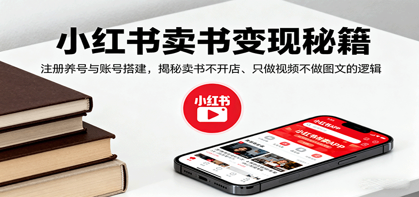 小红书卖书变现秘籍，注册养号与账号搭建，揭秘卖书不开店、只做视频不做图文的逻辑-yingqiuwz