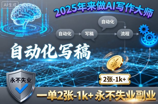 2025年来做AI写作大师，自动化写稿，一单2张-1k+，永不失业副业-yingqiuwz