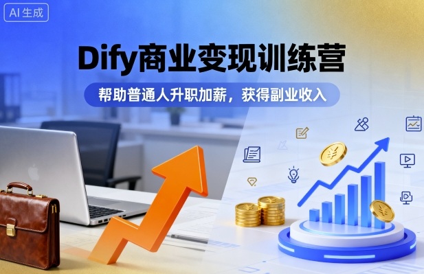 Dify商业变现训练营，帮助普通人升职加薪，获得副业收入-yingqiuwz