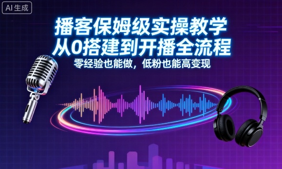 播客保姆级实操教学，从0搭建到开播全流程，零经验也能做，低粉也能高变现-yingqiuwz