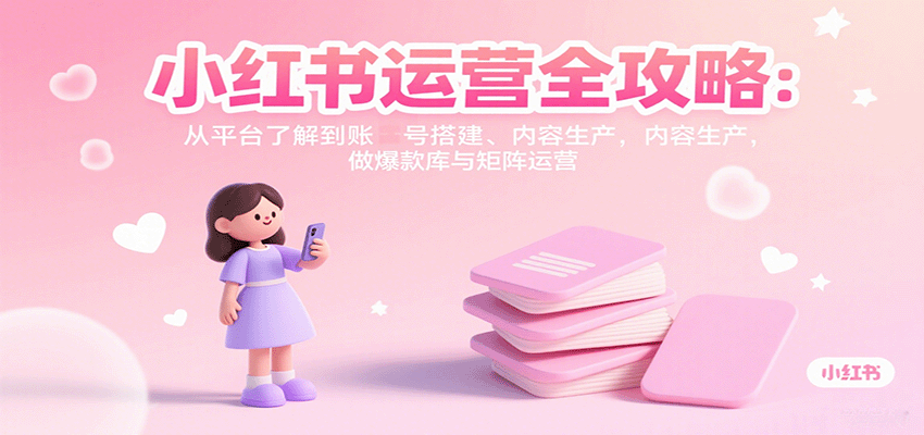 小红书运营全攻略：从平台了解到账号搭建、内容生产，做爆款库与矩阵运营-yingqiuwz