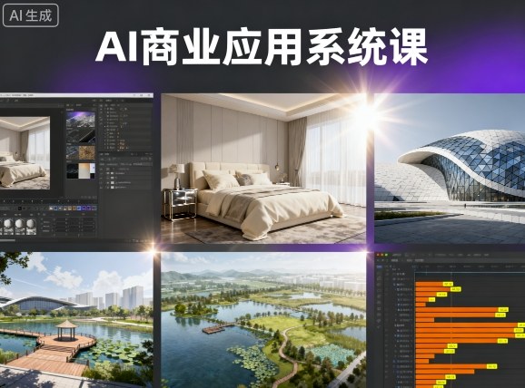 AI商业应用系统课，室内-软装-建筑-景观，智能设计+效果图+动画画实战-yingqiuwz
