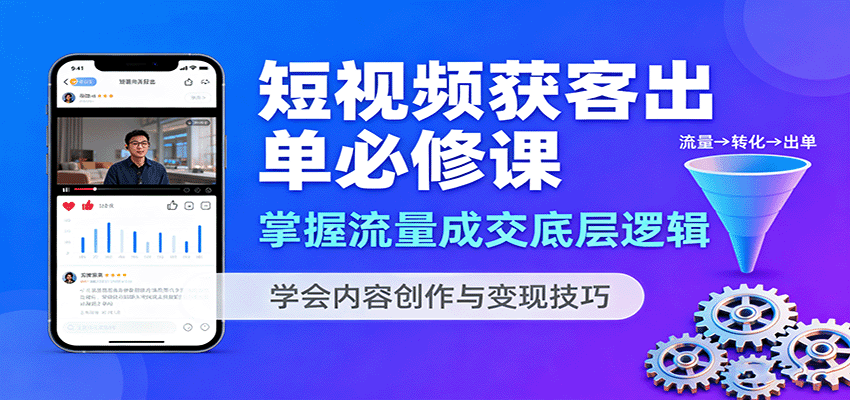 短视频获客出单必修课：掌握流量成交底层逻辑，学会内容创作与变现技巧-yingqiuwz