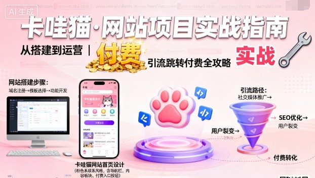 卡哇猫·网站项目，网站搭建与运营以及引流跳转付费-yingqiuwz