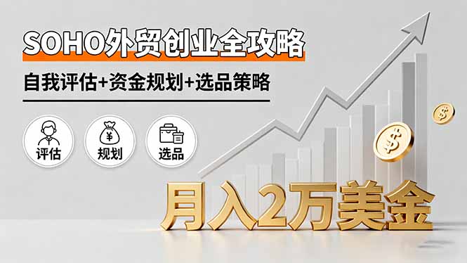 SOHO外贸创业全攻略，自我评估+资金规划+选品策略，月入2万美金-yingqiuwz