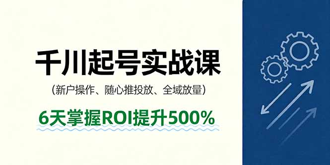 抖音千川起号实战课，新户操作,随心推投放,全域放量，6天掌握ROI提升500%-yingqiuwz