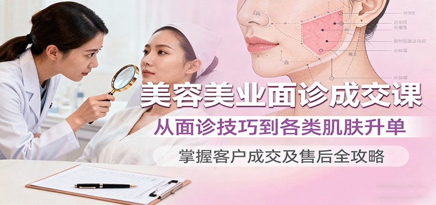 美容美业面诊成交课，从面诊技巧到各类肌肤升单，掌握客户成交及售后全攻略-yingqiuwz