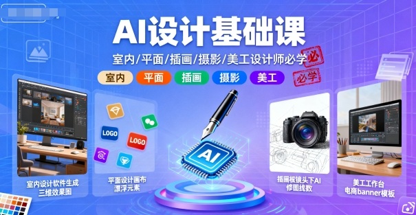 AI设计基础课，室内、平面、插画、摄影、美工设计师必学的-yingqiuwz