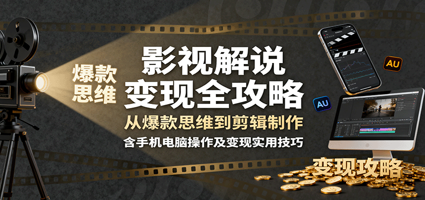 影视解说变现全攻略：从爆款思维到剪辑制作，含手机电脑操作及变现实用技巧-yingqiuwz