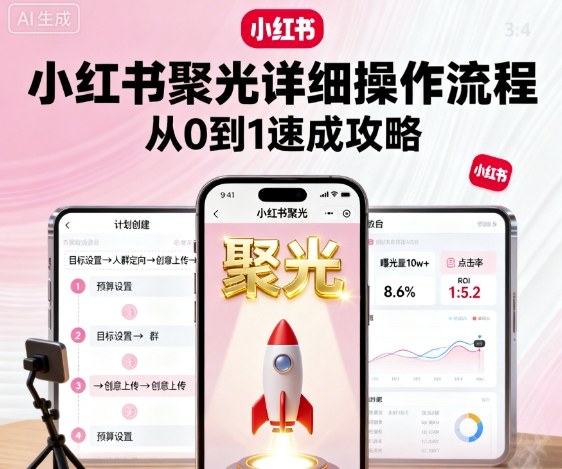 小红书聚光详细操作流程，小红书聚光从0到1速成攻略-yingqiuwz