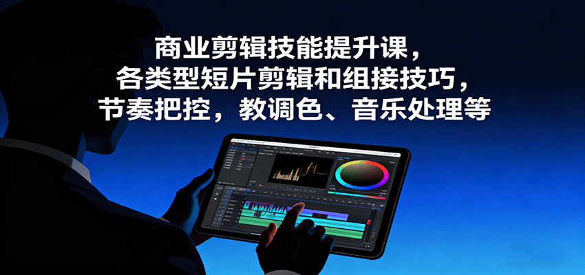 商业剪辑技能提升课，各类型短片剪辑和组接技巧，节奏把控，教调色、音乐处理等-yingqiuwz