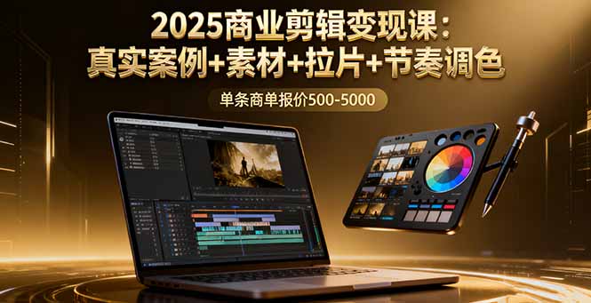 2025商业剪辑变现课：真实案例+素材+拉片+节奏调色，单条商单报价500-5000-yingqiuwz