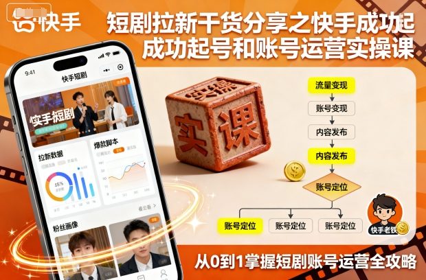 短剧拉新干货分享之快手成功起号和账号运营实操课-yingqiuwz