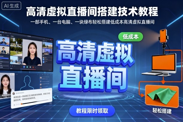 高清虚拟直播间搭建技术教程，一部手机、一台电脑、一块绿布轻松搭建低成本高清虚拟直播间-yingqiuwz