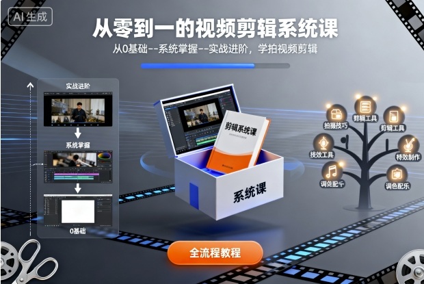 从零到一的视频剪辑系统课，从0基础--系统掌握--实战进阶，学拍视频剪辑-yingqiuwz