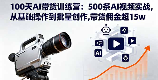 100天AI带货训练营：500条AI视频实战,从基础操作到批量创作,带货佣金超15w-yingqiuwz